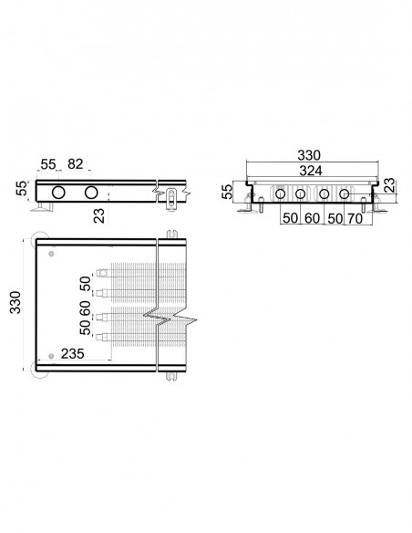Внутрішньопідлоговий конвектор природної конвекції Polvax KEM.330.1250.55 Внутрішньопідлоговий конвектор природної конвекції Polvax KEM.330.1250.55