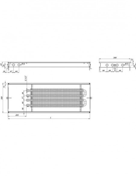 Внутрипольный конвектор естественной конвекции Carrera M2 Inox 65 с декоративным уголком 380.1250.65 Внутрипольный конвектор естественной конвекции Carrera M2 Inox 65 с декоративным уголком 380.1250.65